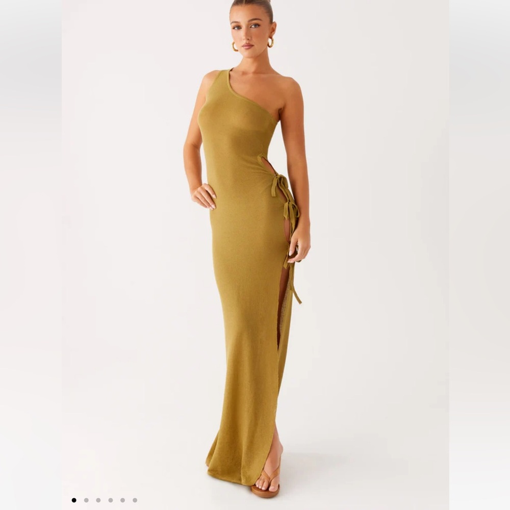 Peppermayo One-Shoulder Mustard Dress